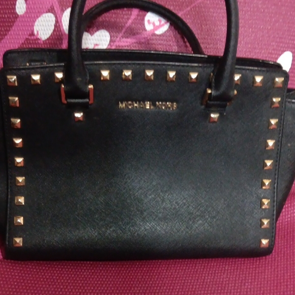 Michael Kors Black Satchel with Gold Studs - Picture 1 of 8
